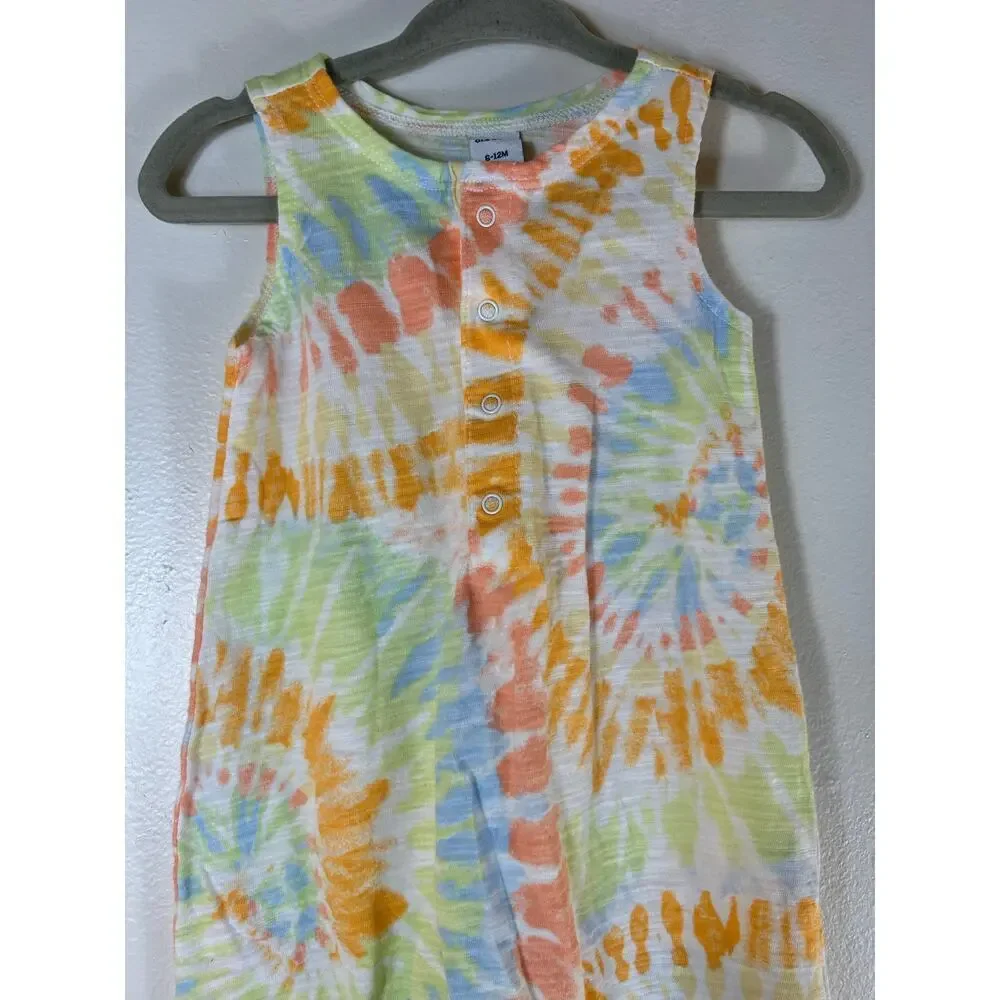 OLD NAVY Girl’s Tie-Dye Printed Sleeveless Henley Romper / Size: 6-12 Months
